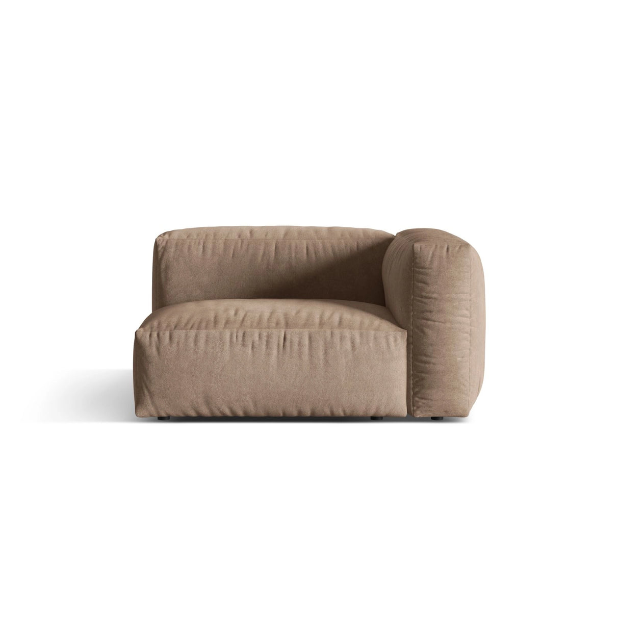 Martina Modulares Sofa Sitzelement, Rechte Seite, Sitztiefe 76 cm, aus Samt in Dunkelbeige (Vogue 3), 120x106 cm von Micadoni – Bild 1
