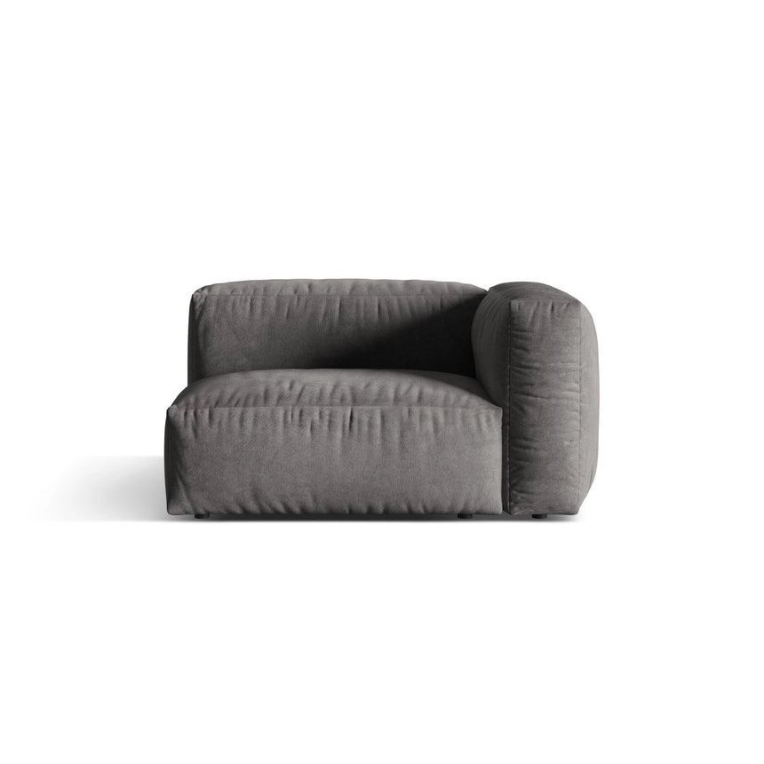 Martina Modulares Sofa Sitzelement, Rechte Seite, Sitztiefe 76 cm, aus Samt in Grau (Vogue 15), 120x106 cm von Micadoni – Bild 1