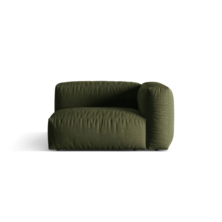 Martina Modulares Sofa Sitzelement, Rechte Seite, Sitztiefe 76 cm, aus Strukturierter Stoff in Grün (Boston Forest), 120x106 cm von Micadoni – Bild 1