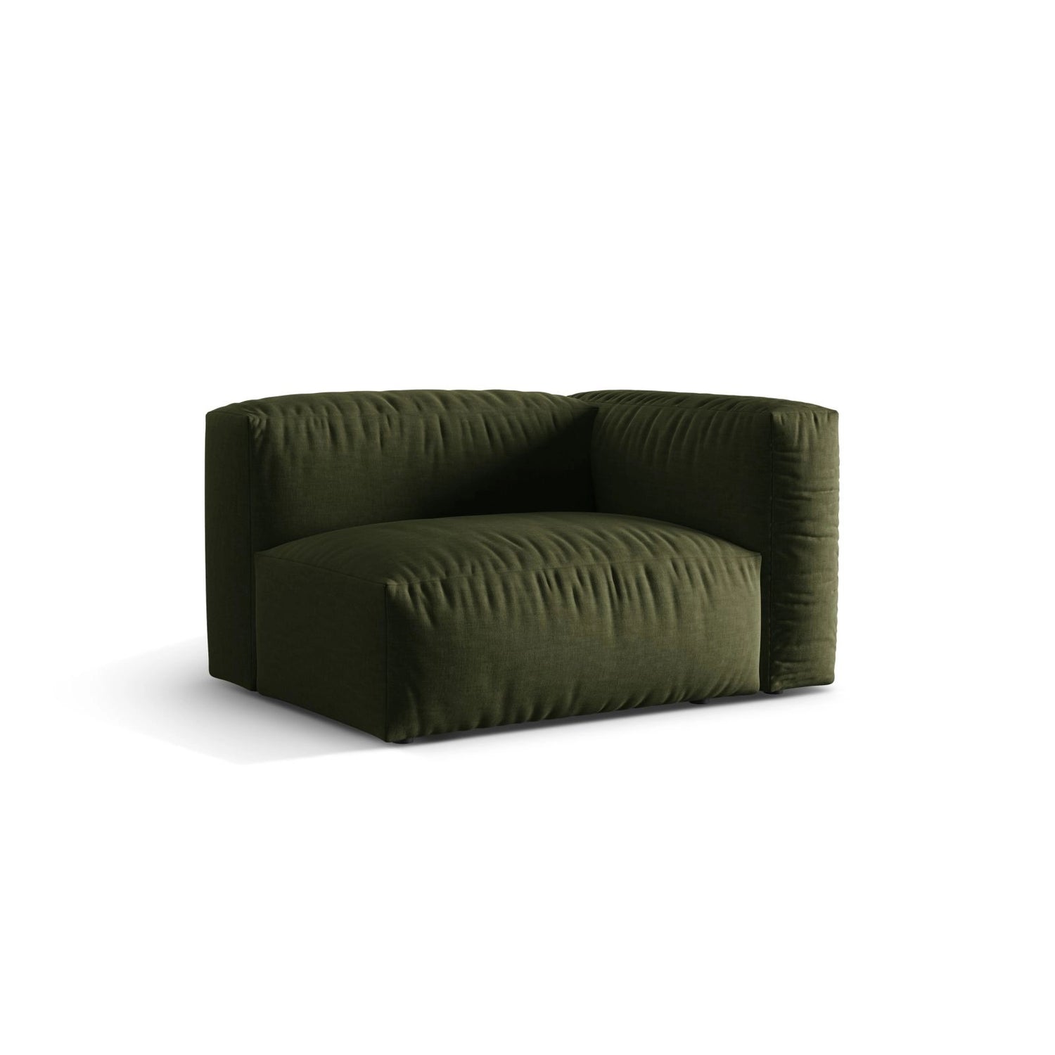 Martina Modulares Sofa Sitzelement, Rechte Seite, Sitztiefe 76 cm, aus Strukturierter Stoff in Grün (Boston Forest), 120x106 cm von Micadoni – Bild 3