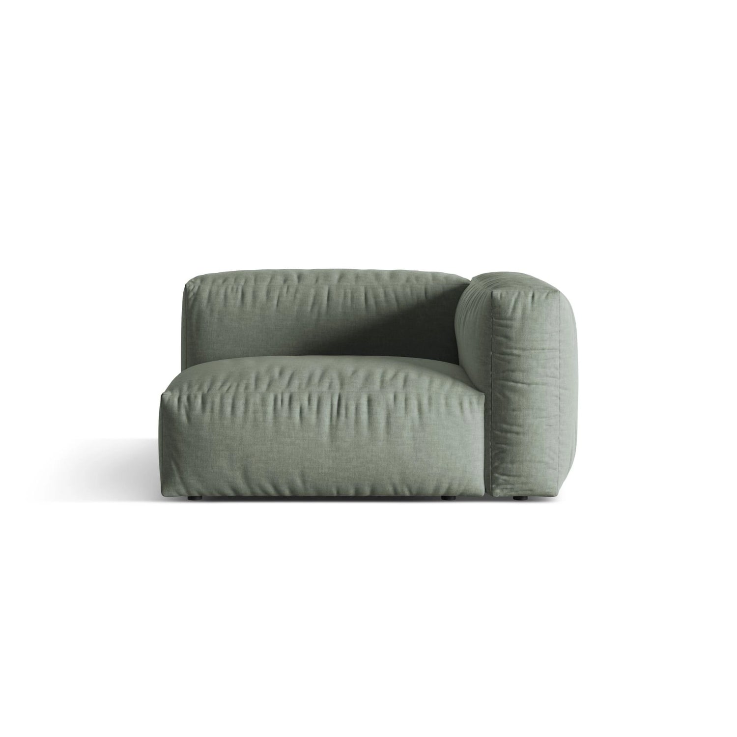 Martina Modulares Sofa Sitzelement, Rechte Seite, Sitztiefe 76 cm, aus Strukturierter Stoff in Moosgrün (Boston Water Green), 120x106 cm von Micadoni – Bild 1