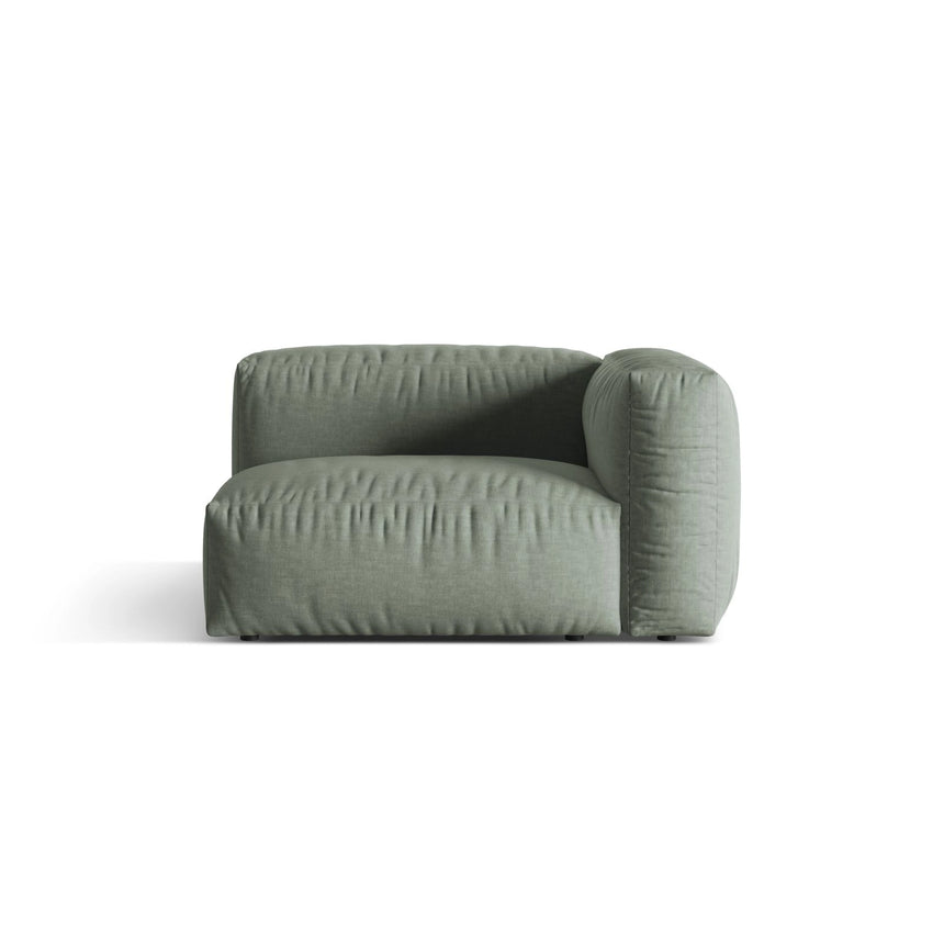 Martina Modulares Sofa Sitzelement, Rechte Seite, Sitztiefe 76 cm, aus Strukturierter Stoff in Moosgrün (Boston Water Green), 120x106 cm von Micadoni – Bild 1