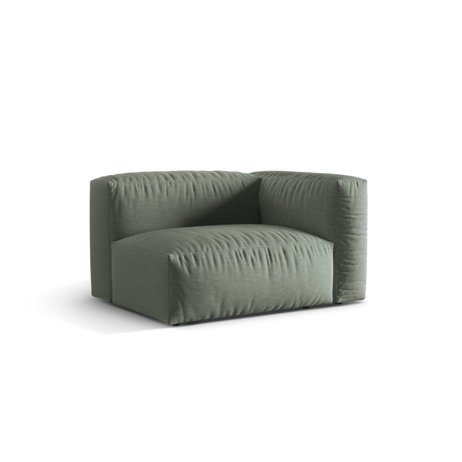 Martina Modulares Sofa Sitzelement, Rechte Seite, Sitztiefe 76 cm, aus Strukturierter Stoff in Moosgrün (Boston Water Green), 120x106 cm von Micadoni – Bild 3