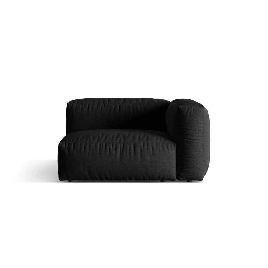 Martina Modulares Sofa Sitzelement, Rechte Seite, Sitztiefe 76 cm, aus Strukturierter Stoff in Schwarz (Boston Black), 120x106 cm von Micadoni – Bild 1