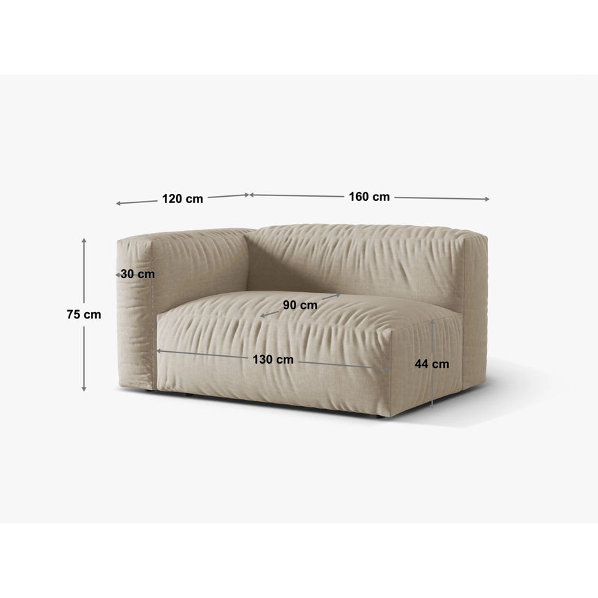 Martina Modulares Sofa Sitzelement, Rechte Seite, Sitztiefe 90 cm, aus Boucle in Beige (Monet Sand), 160x120 cm von Micadoni – Bild 2