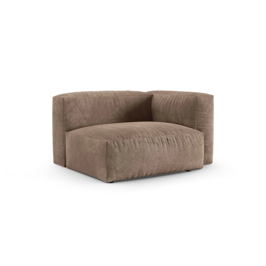 Martina Modulares Sofa Sitzelement, Rechte Seite, Sitztiefe 90 cm, aus Samt in Dunkelbeige (Vogue 3), 120x120 cm von Micadoni – Bild 3