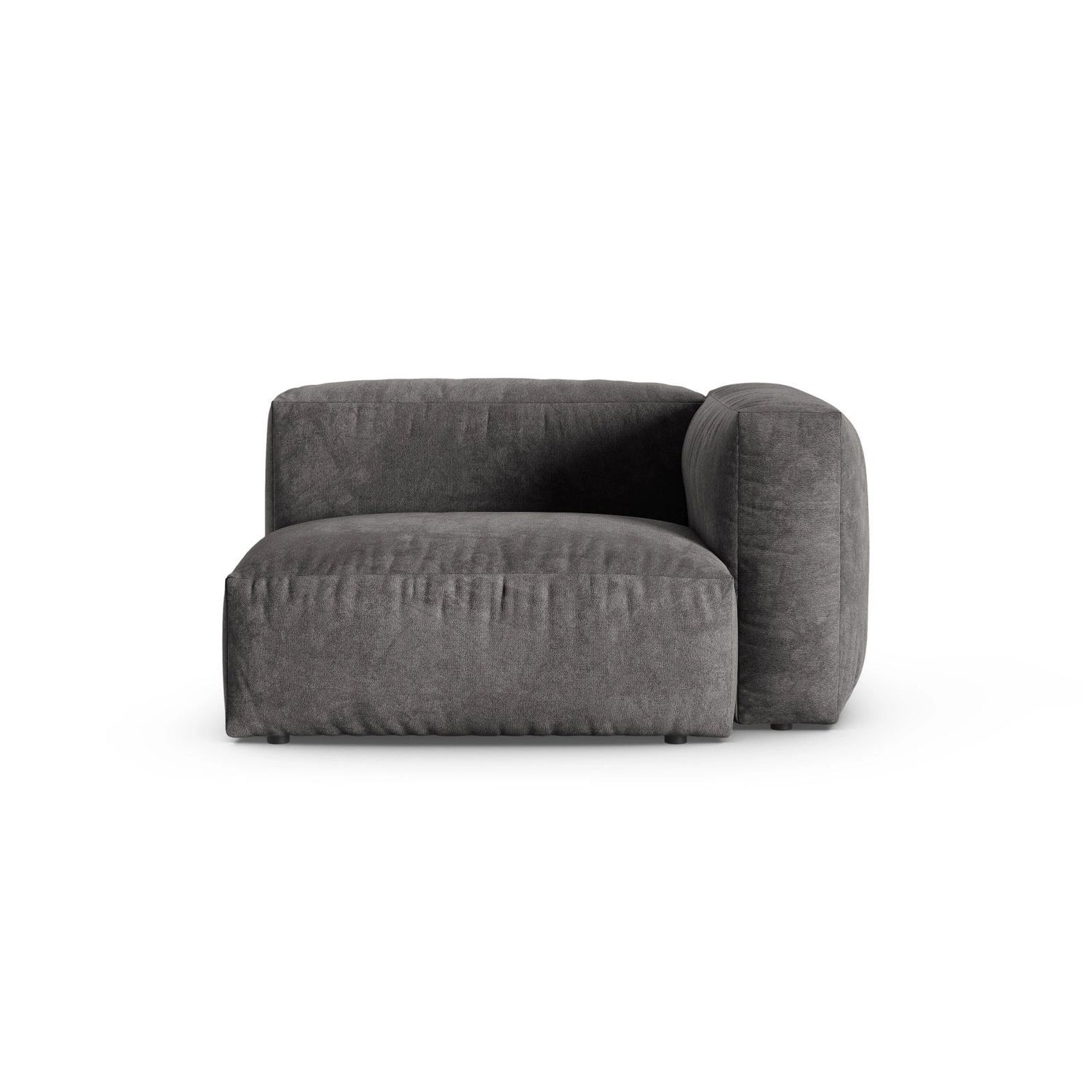 Martina Modulares Sofa Sitzelement, Rechte Seite, Sitztiefe 90 cm, aus Samt in Grau (Vogue 15), 120x120 cm von Micadoni – Bild 1