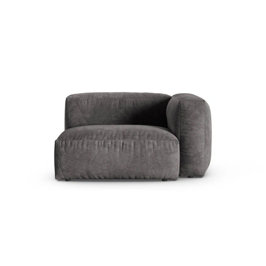 Martina Modulares Sofa Sitzelement, Rechte Seite, Sitztiefe 90 cm, aus Samt in Grau (Vogue 15), 120x120 cm von Micadoni – Bild 1