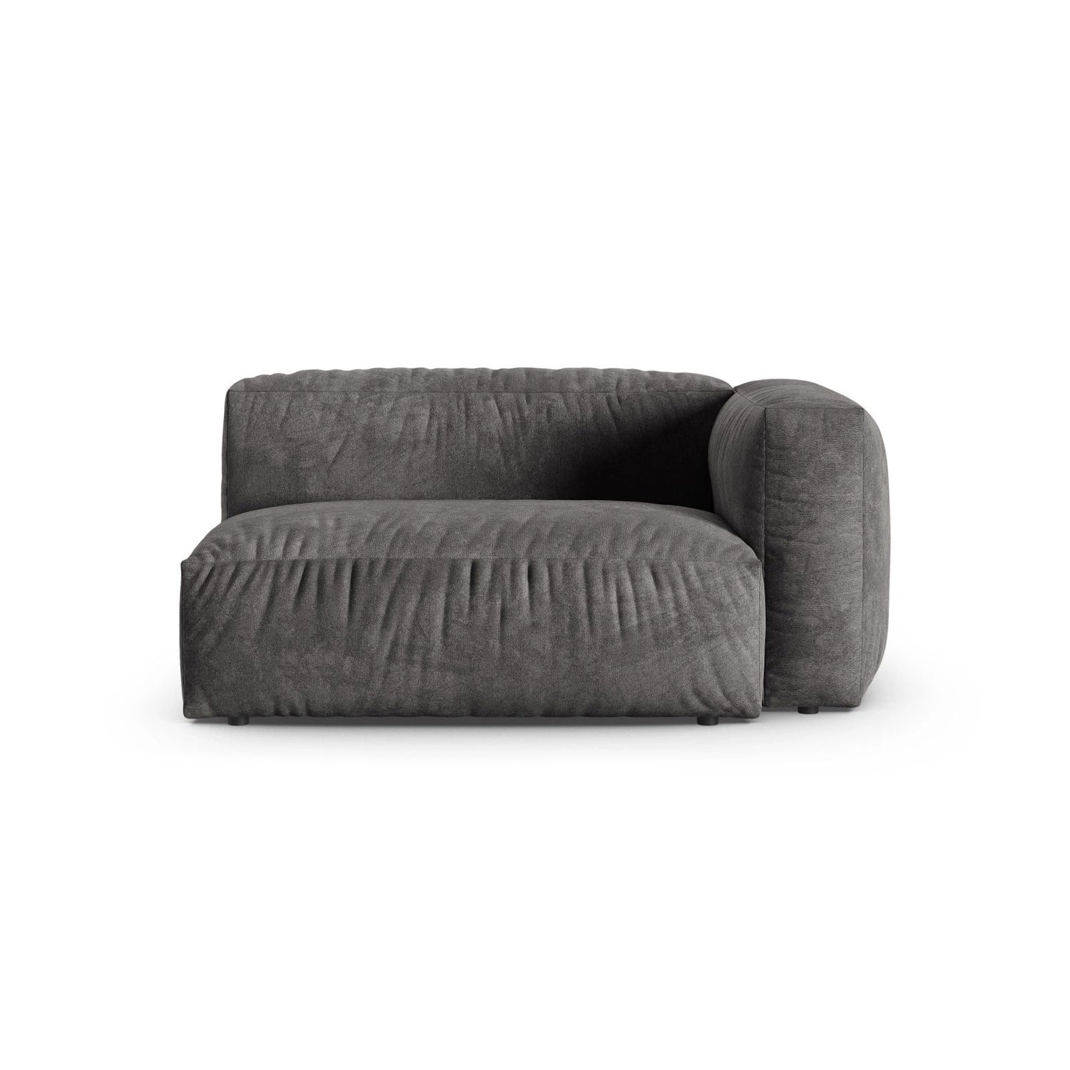 Martina Modulares Sofa Sitzelement, Rechte Seite, Sitztiefe 90 cm, aus Samt in Grau (Vogue 15), 160x120 cm von Micadoni – Bild 1