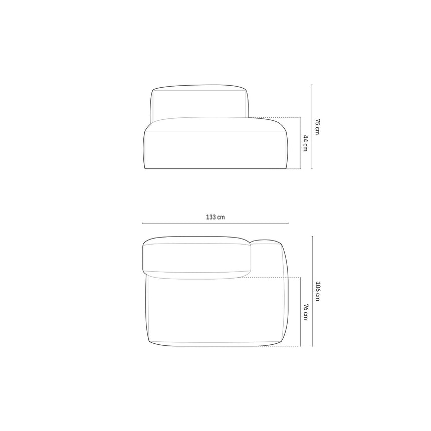 Martina Modulares Sofa Sitzelement, Rechte Seite, aus Boucle in Beige (Monet Sand), 133x106 cm
 von Micadoni – Bild 2