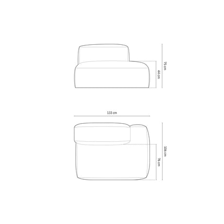 Martina Modulares Sofa Sitzelement, Rechte Seite, aus Boucle in Elfenbein (Monet Nata), 133x106 cm
 von Micadoni – Bild 2
