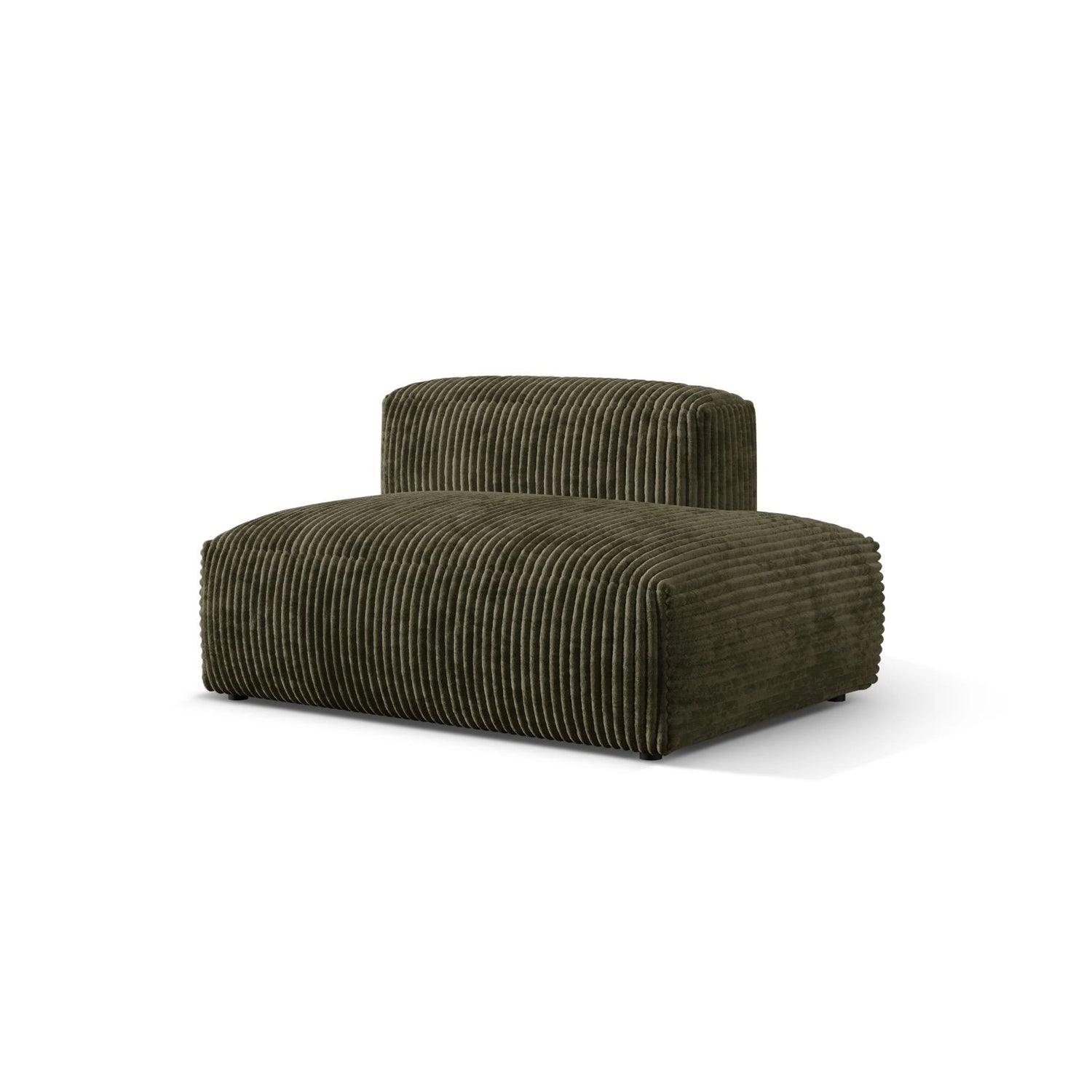 Martina Modulares Sofa Sitzelement, Rechte Seite, aus Cord in Moosgrün (Tilia 37), 133x106 cm
 von Micadoni – Bild 3