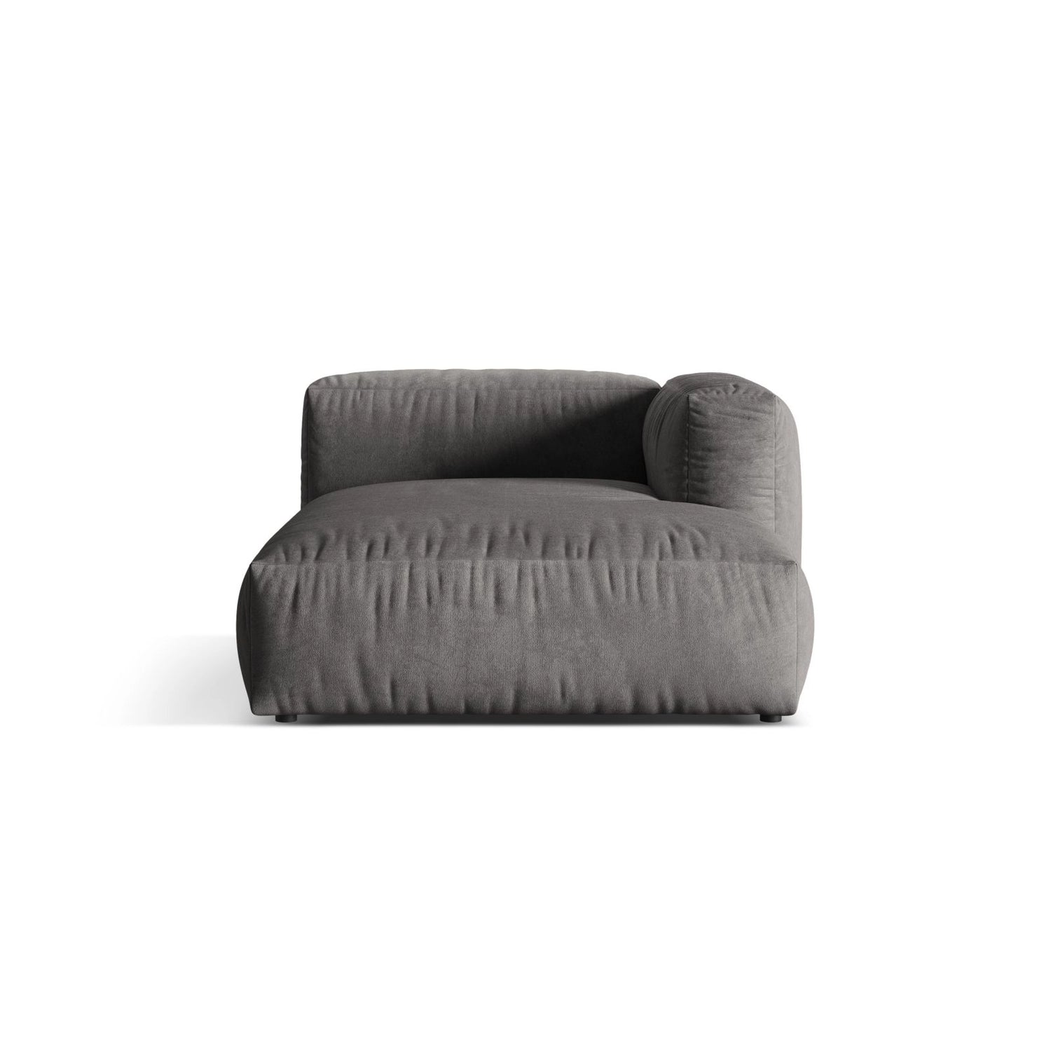 Martina Modulares Sofa Sitzelement, Rechte Seite, aus Samt in Grau (Vogue 15), 176x120 cm von Micadoni – Bild 1