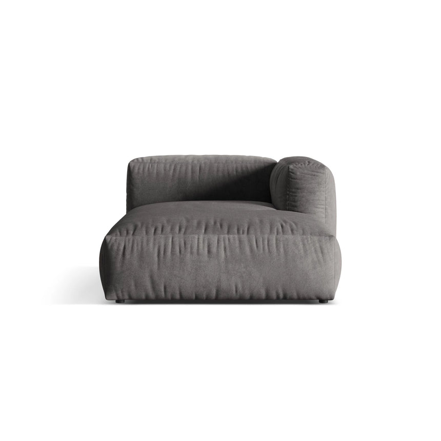 Martina Modulares Sofa Sitzelement, Rechte Seite, aus Samt in Grau (Vogue 15), 176x120 cm von Micadoni – Bild 1