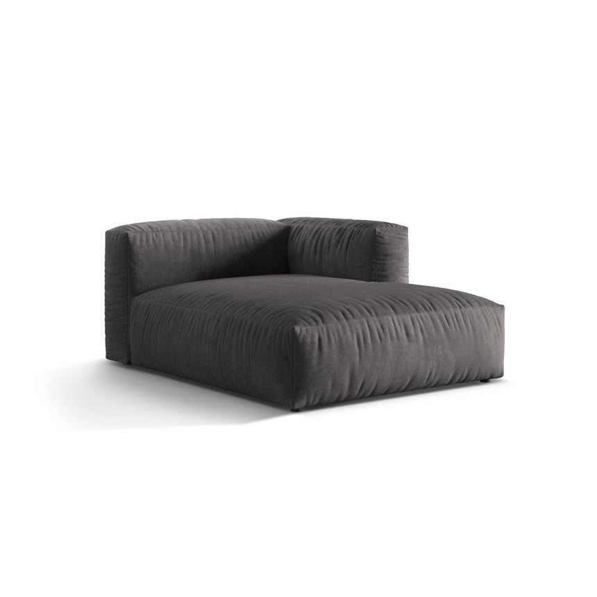 Martina Modulares Sofa Sitzelement, Rechte Seite, aus Samt in Grau (Vogue 15), 176x120 cm von Micadoni – Bild 3