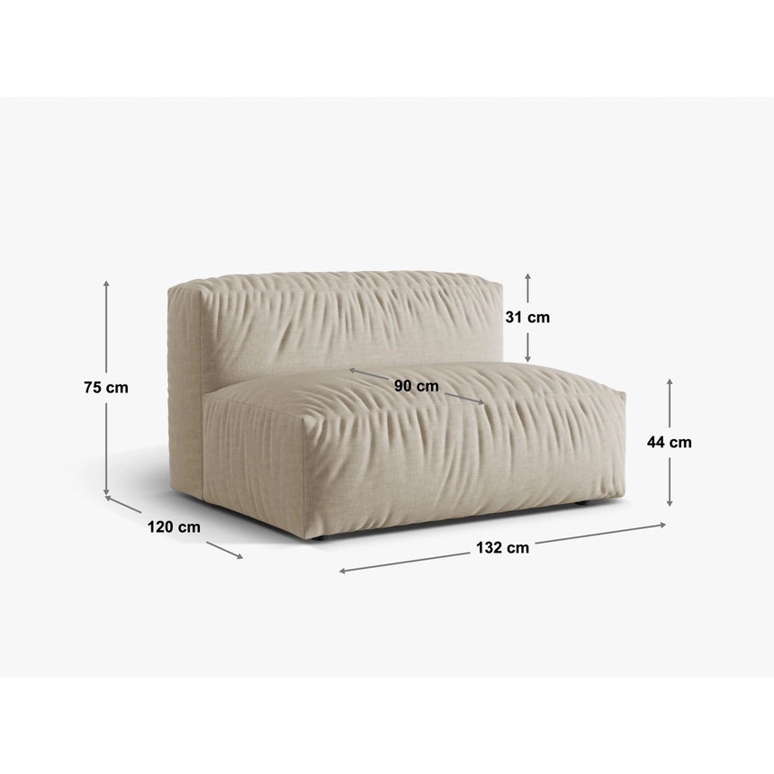 Martina Modulares Sofa Sitzelement, Sitztiefe 90 cm, aus Samt in Petrol (Vogue 12), 132x120 cm von Micadoni – Bild 2