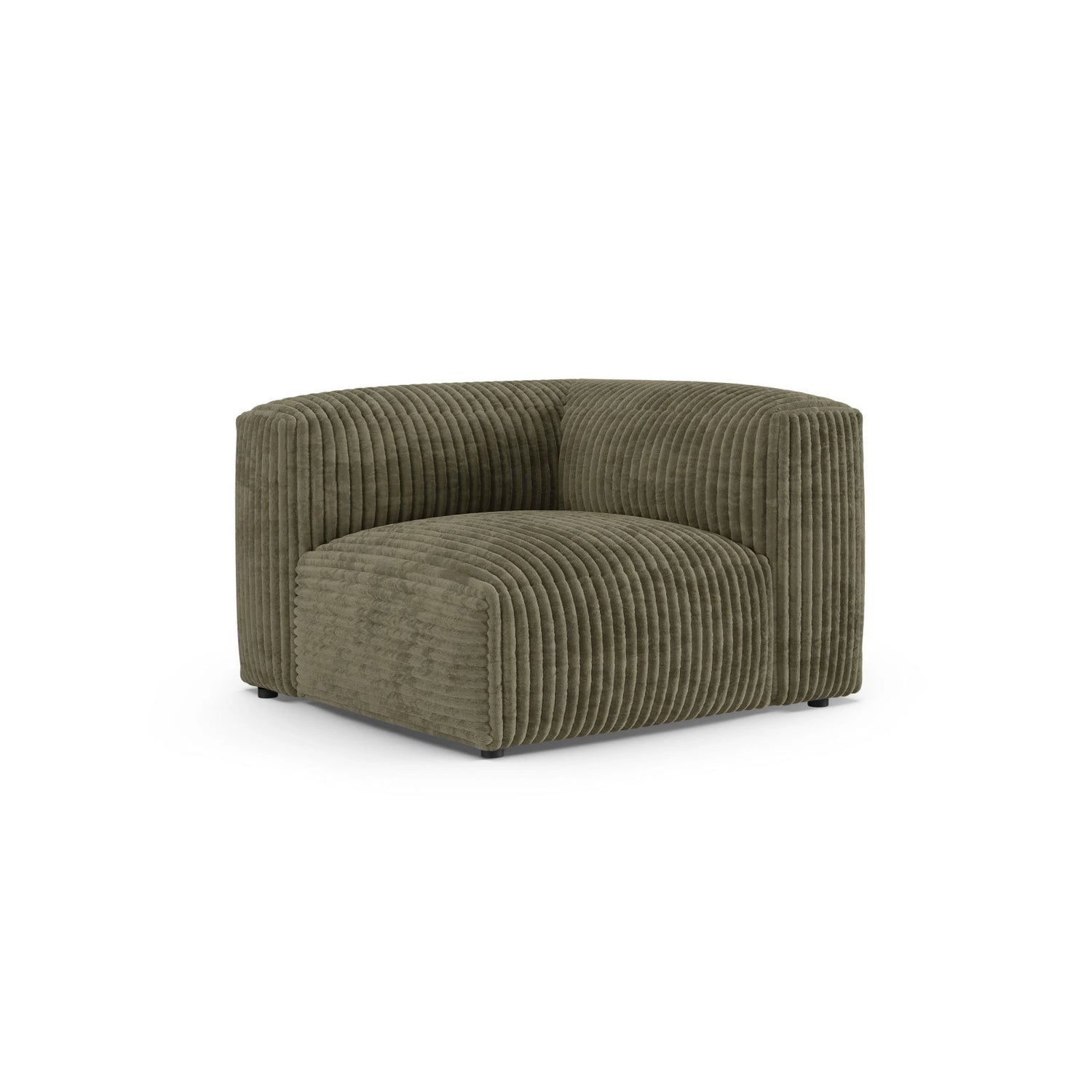 Martina Modulares Sofa Sitzelement, Symmetrisch, Sitztiefe 90 cm, aus Cord in Moosgrün (Tilia 37), 120x120 cm von Micadoni – Bild 3