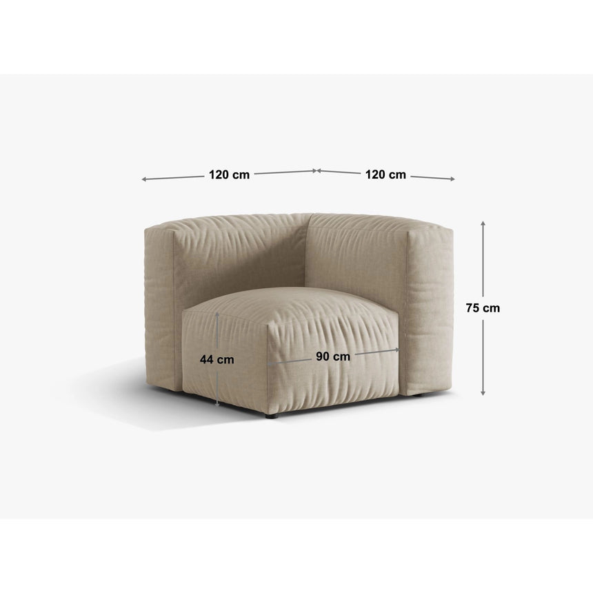 Martina Modulares Sofa Sitzelement, Symmetrisch, Sitztiefe 90 cm, aus Samt in Grau (Vogue 15), 120x120 cm von Micadoni – Bild 2