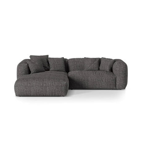 Martina modulares Ecksofa, Linke Seite, Sitztiefe 76 cm, aus Boucle in Anthrazit (Monet Anthracite), 280x176 cm von Micadoni – Bild 1