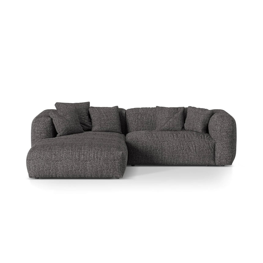 Martina modulares Ecksofa, Linke Seite, Sitztiefe 76 cm, aus Boucle in Anthrazit (Monet Anthracite), 280x176 cm von Micadoni – Bild 1