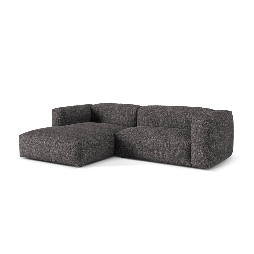 Martina modulares Ecksofa, Linke Seite, Sitztiefe 76 cm, aus Boucle in Anthrazit (Monet Anthracite), 280x176 cm von Micadoni – Bild 3