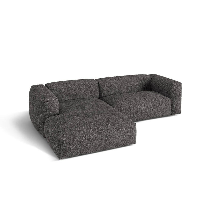 Martina modulares Ecksofa, Linke Seite, Sitztiefe 76 cm, aus Boucle in Anthrazit (Monet Anthracite), 280x176 cm von Micadoni – Bild 4