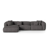 Martina modulares Ecksofa, Linke Seite, Sitztiefe 76 cm, aus Boucle in Anthrazit (Monet Anthracite), 330x176 cm von Micadoni – Bild 1