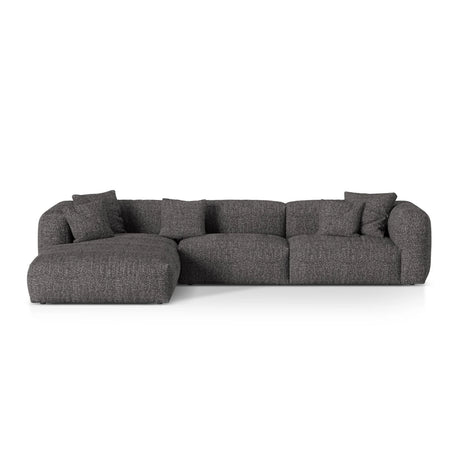 Martina modulares Ecksofa, Linke Seite, Sitztiefe 76 cm, aus Boucle in Anthrazit (Monet Anthracite), 330x176 cm von Micadoni – Bild 1