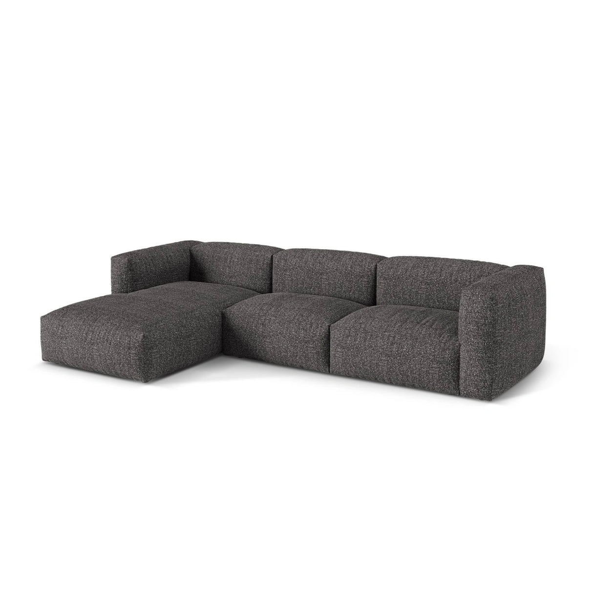 Martina modulares Ecksofa, Linke Seite, Sitztiefe 76 cm, aus Boucle in Anthrazit (Monet Anthracite), 330x176 cm von Micadoni – Bild 3