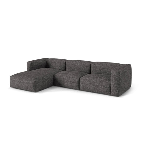 Martina modulares Ecksofa, Linke Seite, Sitztiefe 76 cm, aus Boucle in Anthrazit (Monet Anthracite), 330x176 cm von Micadoni – Bild 3