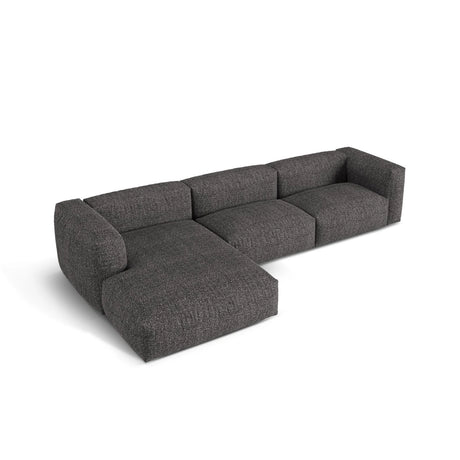 Martina modulares Ecksofa, Linke Seite, Sitztiefe 76 cm, aus Boucle in Anthrazit (Monet Anthracite), 330x176 cm von Micadoni – Bild 4