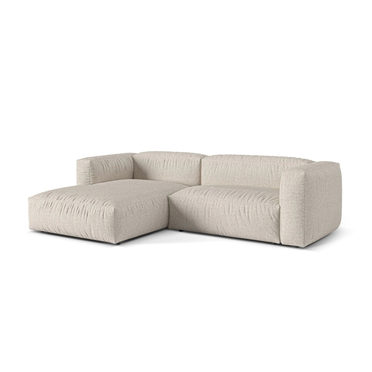 Martina modulares Ecksofa, Linke Seite, Sitztiefe 76 cm, aus Boucle in Beige (Monet Sand), 280x176 cm von Micadoni – Bild 3