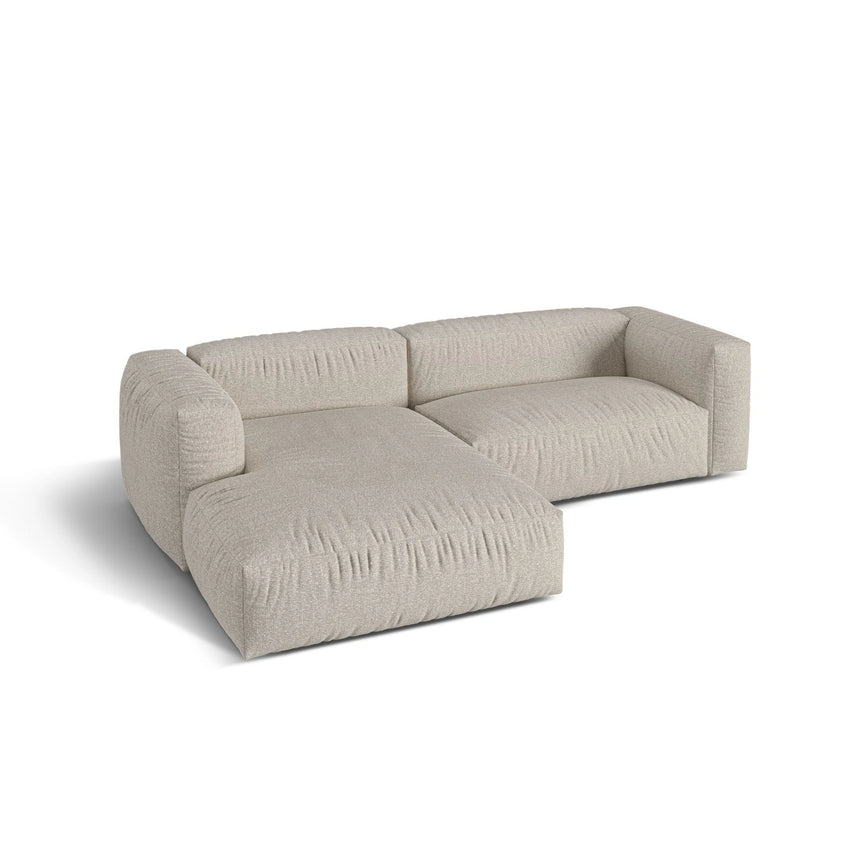 Martina modulares Ecksofa, Linke Seite, Sitztiefe 76 cm, aus Boucle in Beige (Monet Sand), 280x176 cm von Micadoni – Bild 4