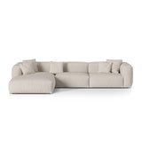 Martina modulares Ecksofa, Linke Seite, Sitztiefe 76 cm, aus Boucle in Beige (Monet Sand), 330x176 cm von Micadoni – Bild 1