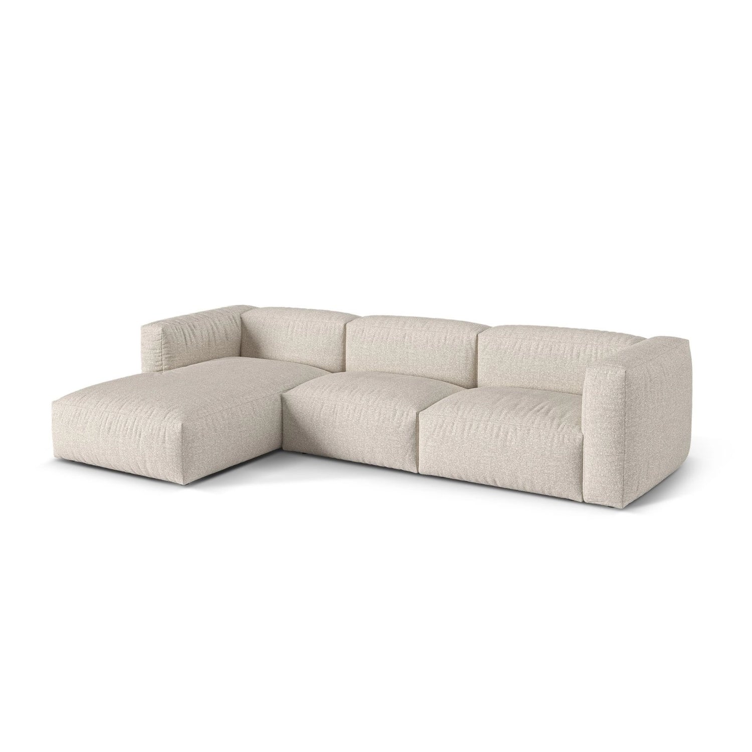 Martina modulares Ecksofa, Linke Seite, Sitztiefe 76 cm, aus Boucle in Beige (Monet Sand), 330x176 cm von Micadoni – Bild 3
