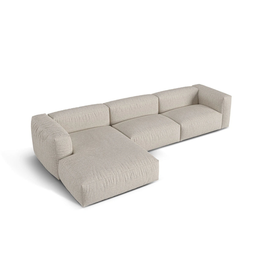 Martina modulares Ecksofa, Linke Seite, Sitztiefe 76 cm, aus Boucle in Beige (Monet Sand), 330x176 cm von Micadoni – Bild 4