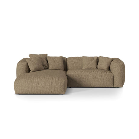 Martina modulares Ecksofa, Linke Seite, Sitztiefe 76 cm, aus Boucle in Cappuccino (Monet Cappucino), 280x176 cm von Micadoni – Bild 1