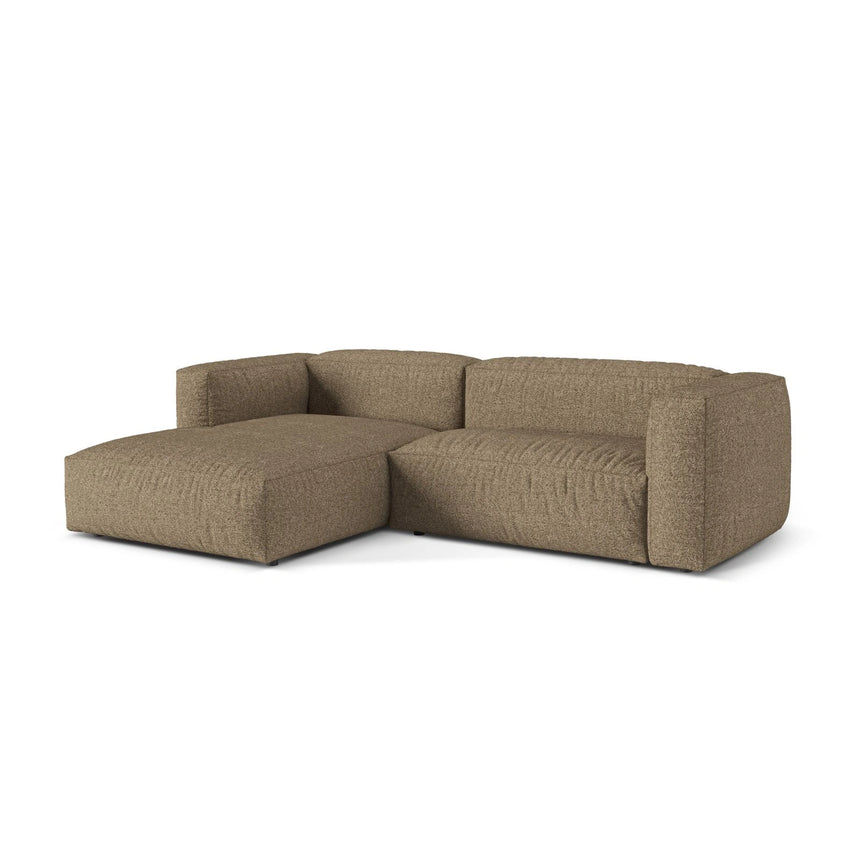 Martina modulares Ecksofa, Linke Seite, Sitztiefe 76 cm, aus Boucle in Cappuccino (Monet Cappucino), 280x176 cm von Micadoni – Bild 3