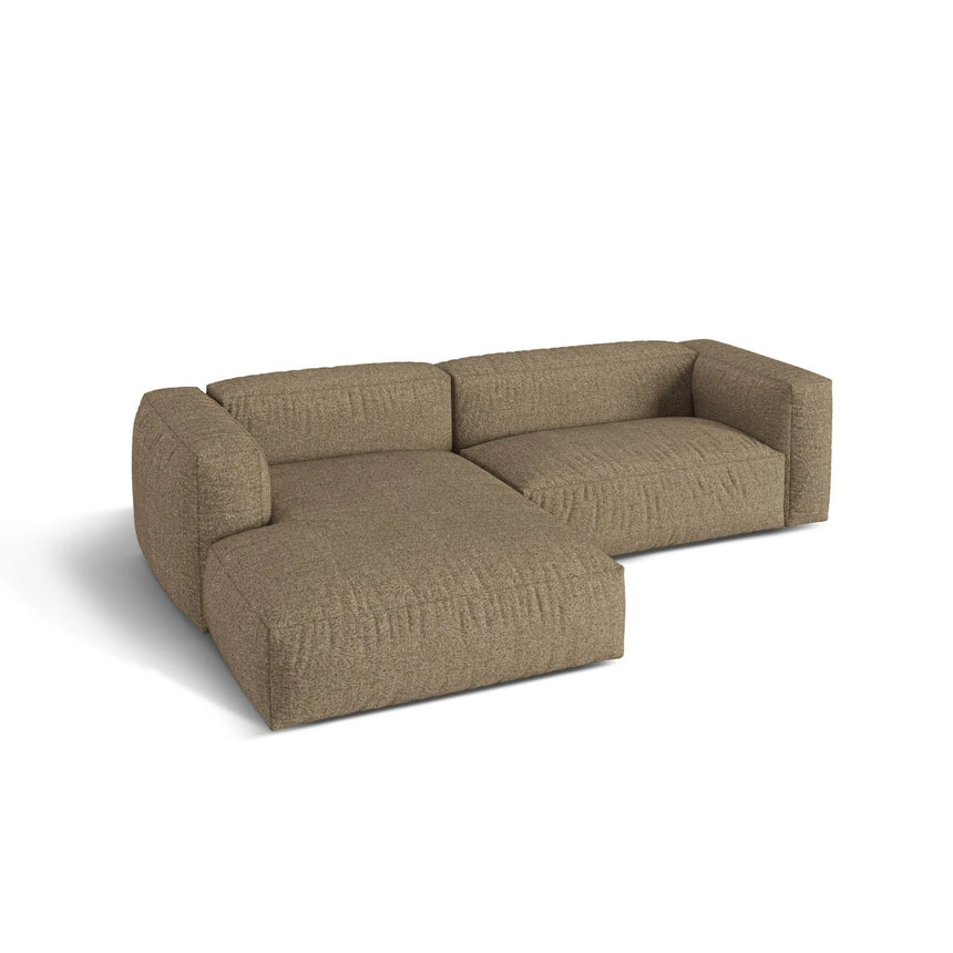 Martina modulares Ecksofa, Linke Seite, Sitztiefe 76 cm, aus Boucle in Cappuccino (Monet Cappucino), 280x176 cm von Micadoni – Bild 4