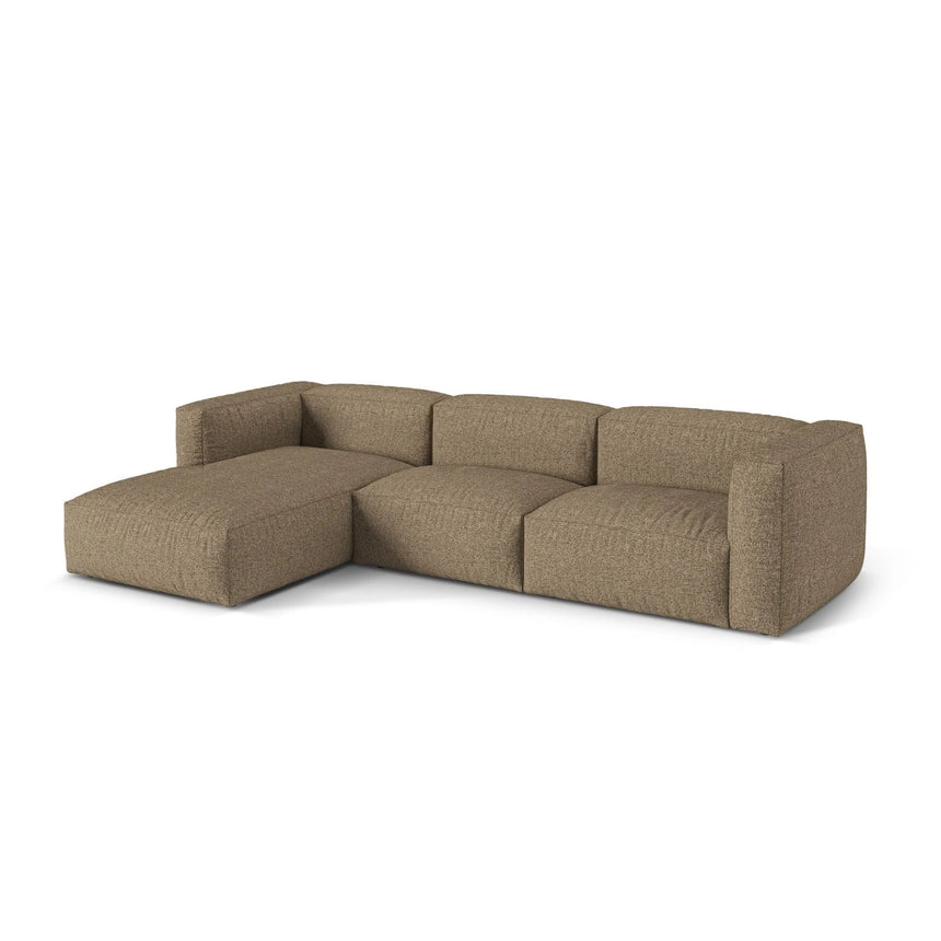 Martina modulares Ecksofa, Linke Seite, Sitztiefe 76 cm, aus Boucle in Cappuccino (Monet Cappucino), 330x176 cm von Micadoni – Bild 3