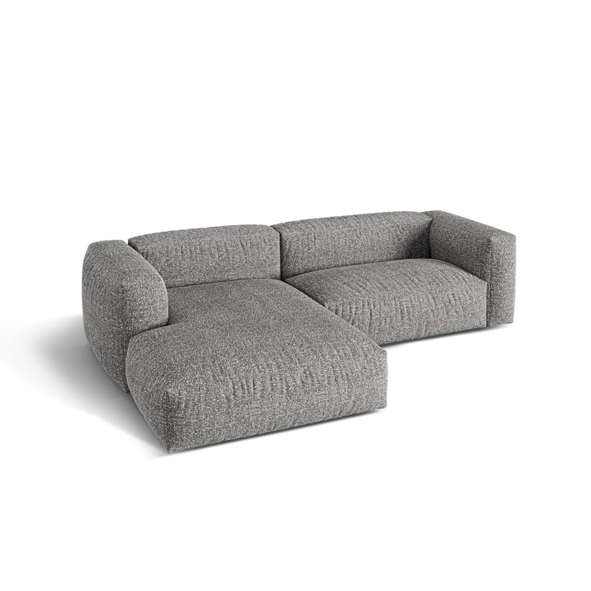 Martina modulares Ecksofa, Linke Seite, Sitztiefe 76 cm, aus Boucle in Graphit (Monet Graphite), 280x176 cm von Micadoni – Bild 4