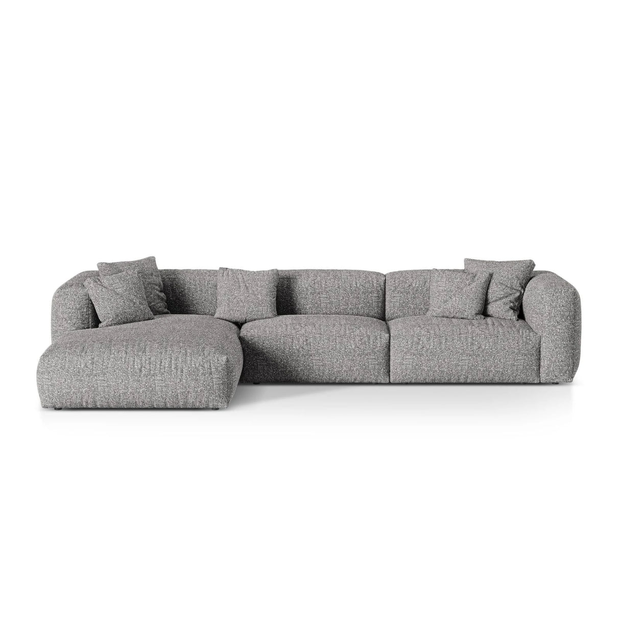 Martina modulares Ecksofa, Linke Seite, Sitztiefe 76 cm, aus Boucle in Graphit (Monet Graphite), 330x176 cm von Micadoni – Bild 1