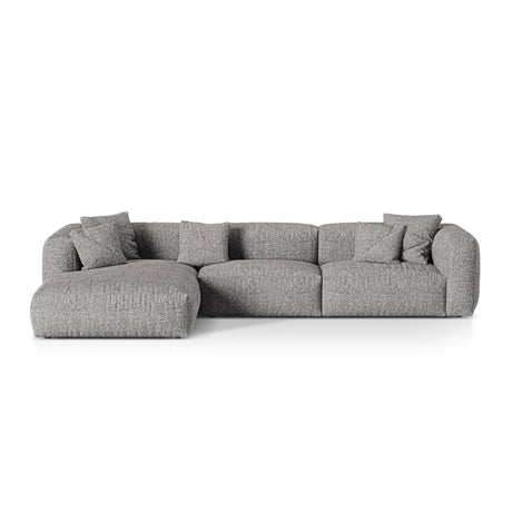 Martina modulares Ecksofa, Linke Seite, Sitztiefe 76 cm, aus Boucle in Graphit (Monet Graphite), 330x176 cm von Micadoni – Bild 1