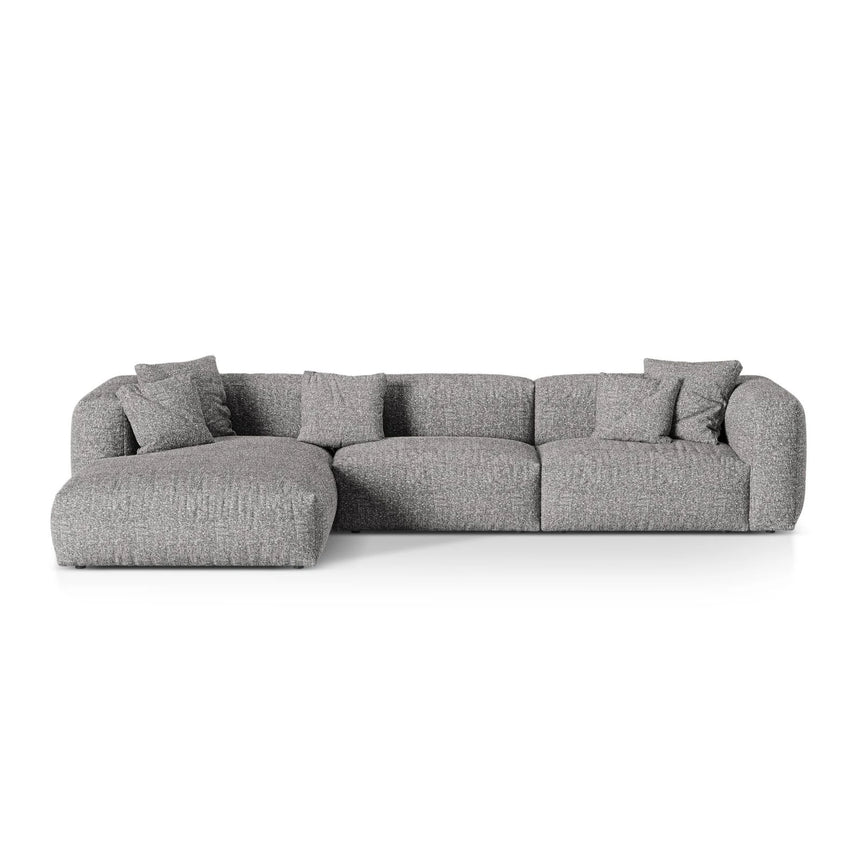 Martina modulares Ecksofa, Linke Seite, Sitztiefe 76 cm, aus Boucle in Graphit (Monet Graphite), 330x176 cm von Micadoni – Bild 1