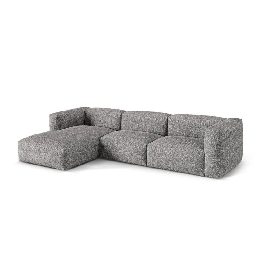 Martina modulares Ecksofa, Linke Seite, Sitztiefe 76 cm, aus Boucle in Graphit (Monet Graphite), 330x176 cm von Micadoni – Bild 3