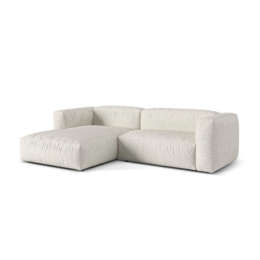 Martina modulares Ecksofa, Linke Seite, Sitztiefe 76 cm, aus Boucle in Grau Beige meliert (Monet Pearl), 280x176 cm von Micadoni – Bild 3