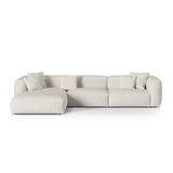 Martina modulares Ecksofa, Linke Seite, Sitztiefe 76 cm, aus Boucle in Grau Beige meliert (Monet Pearl), 330x176 cm von Micadoni – Bild 1