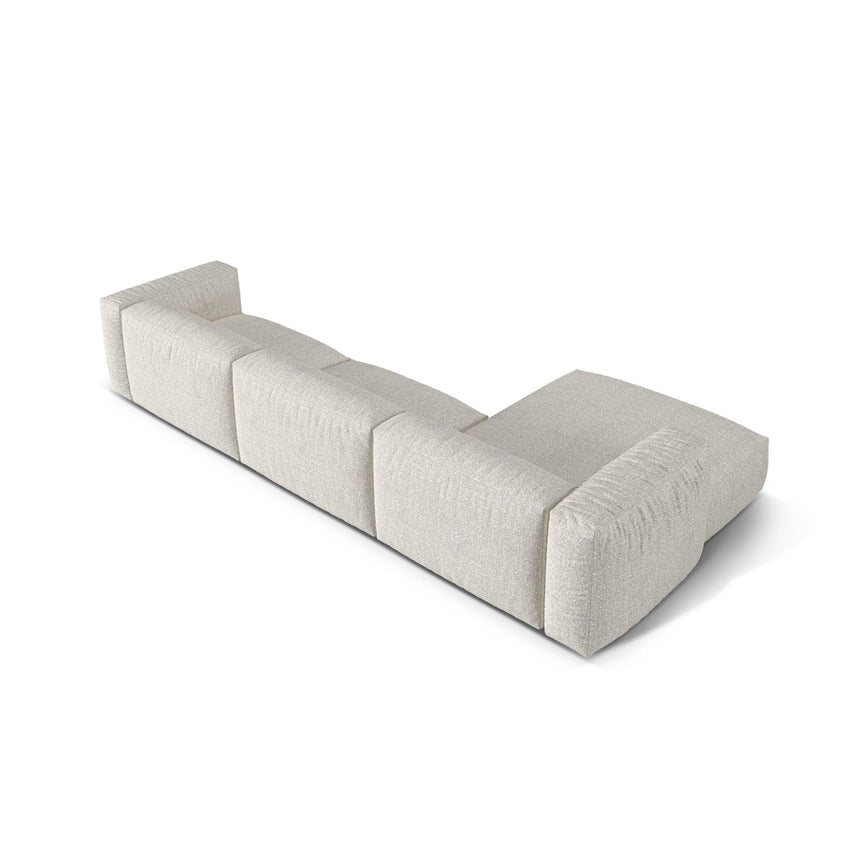 Martina modulares Ecksofa, Linke Seite, Sitztiefe 76 cm, aus Boucle in Grau Beige meliert (Monet Pearl), 330x176 cm von Micadoni – Bild 5
