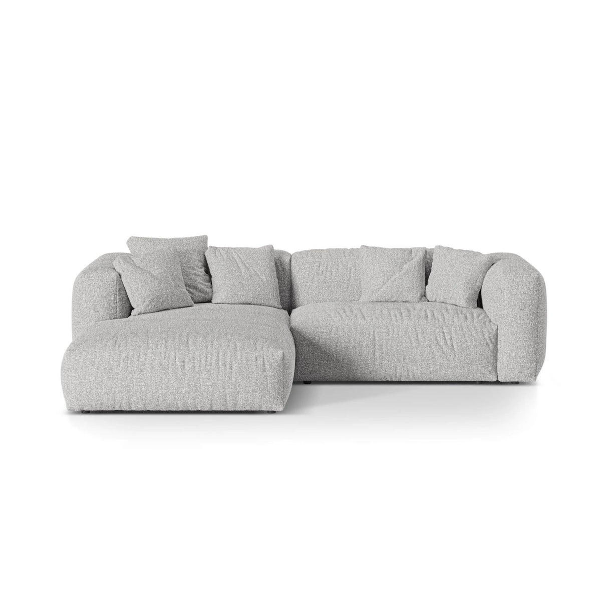 Martina modulares Ecksofa, Linke Seite, Sitztiefe 76 cm, aus Boucle in Silber (Monet Silver), 280x176 cm von Micadoni – Bild 1