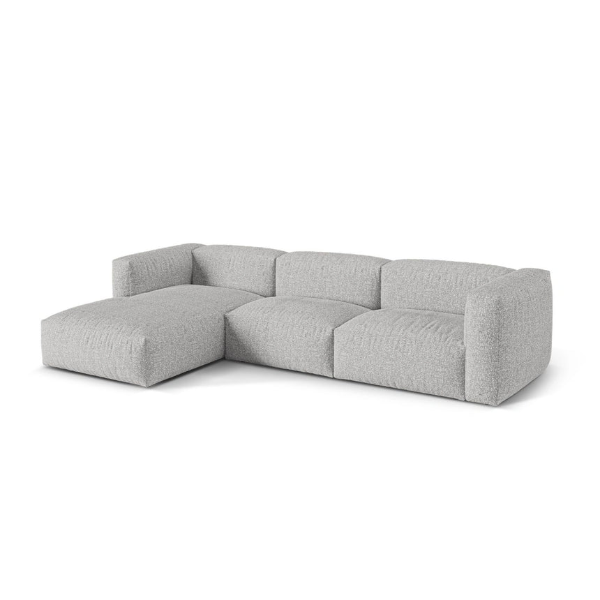Martina modulares Ecksofa, Linke Seite, Sitztiefe 76 cm, aus Boucle in Silber (Monet Silver), 330x176 cm von Micadoni – Bild 3
